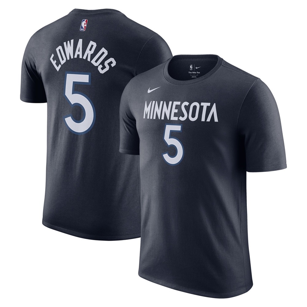 Nike Anthony Edwards Timberwolves Icon Name & Number T-Shirt Men's 2XL Navy